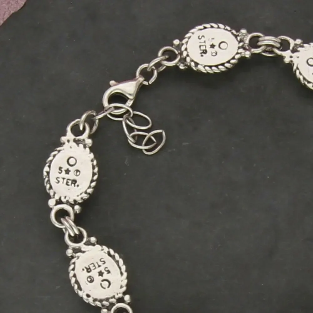sterling silver braided opal link bracelet size 7-7.5in